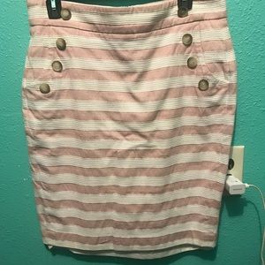 Pink and white striped skirt